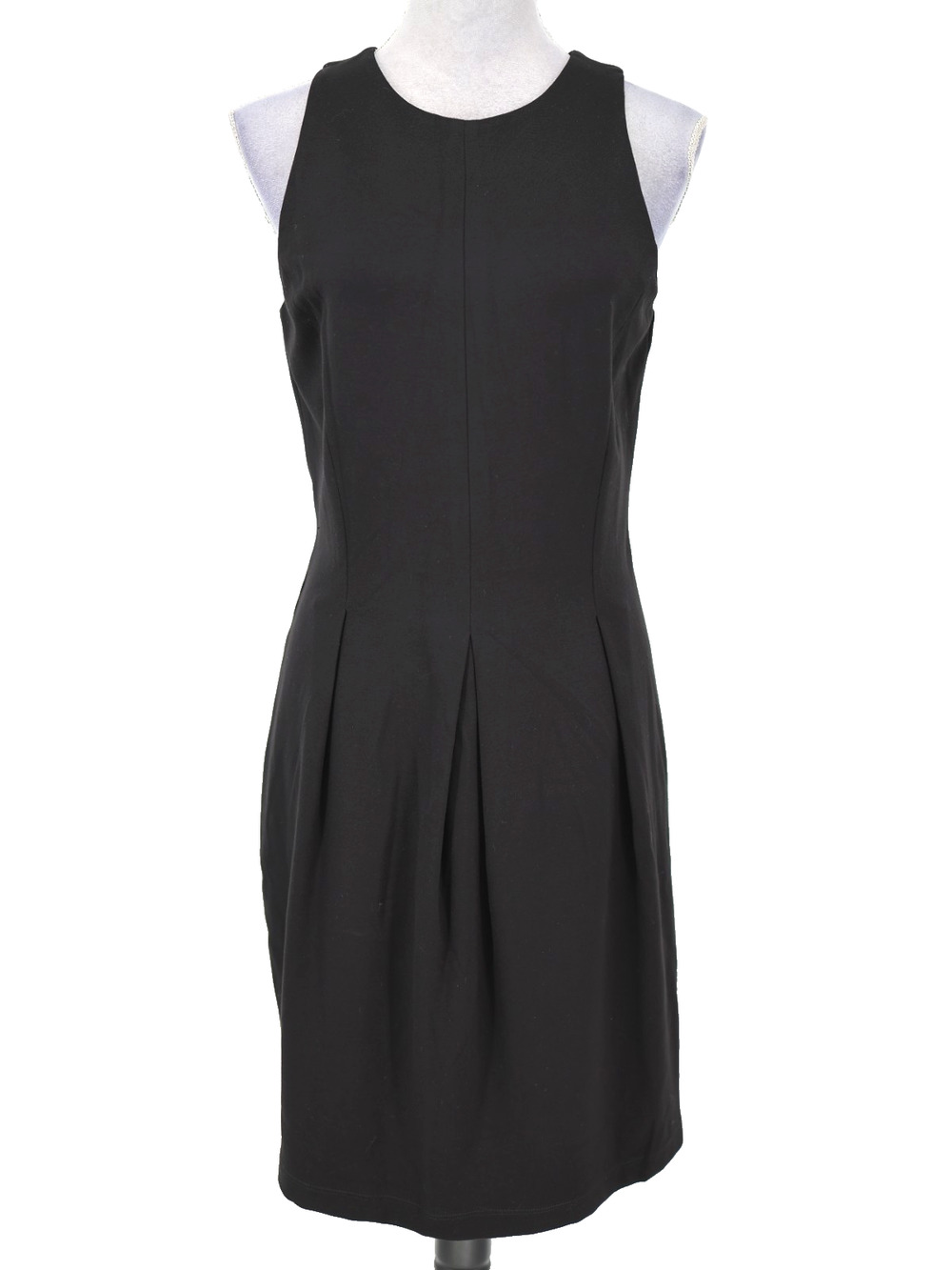 J McLaughlin Dress Womens Medium Black Sheath Stretch Knit Back Zip Career Lbd